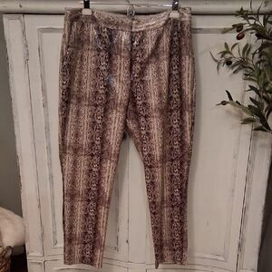 Express Women's Brown Snake Print Patterned Pants Ankle High Rise